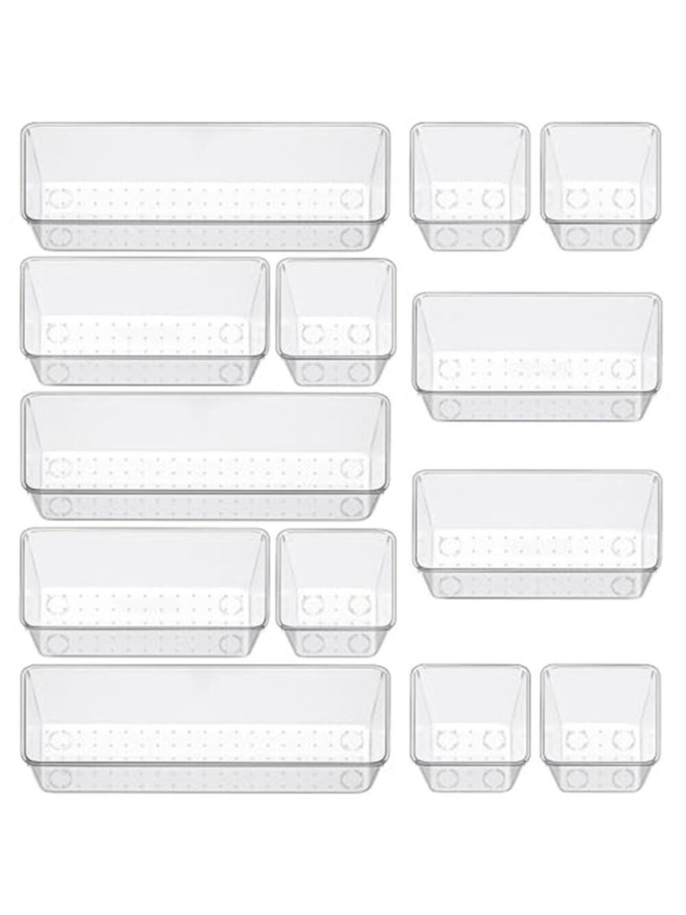 Clear Drawer Organizer Set Plastic Storage Trays Kitchen Desk Makeup Dividers